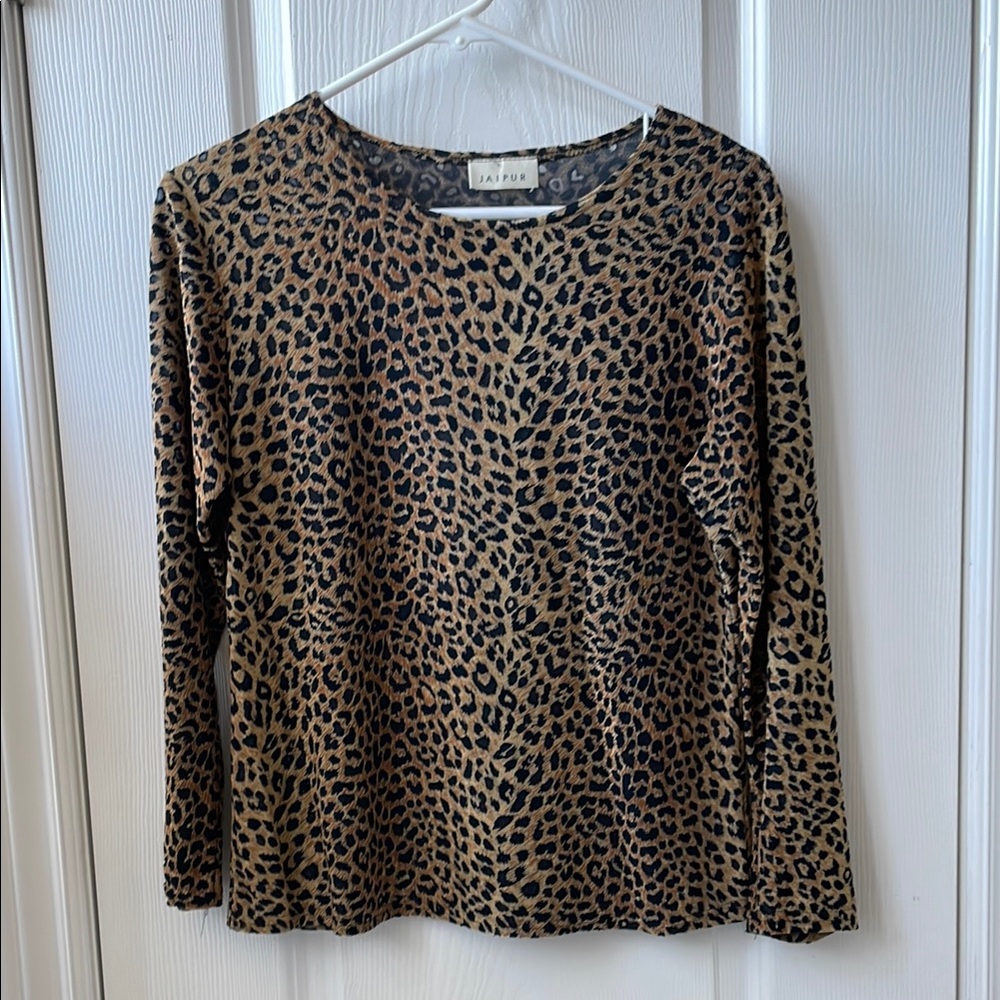 Vintage Leopard Print 3/4 Sleeve Top
